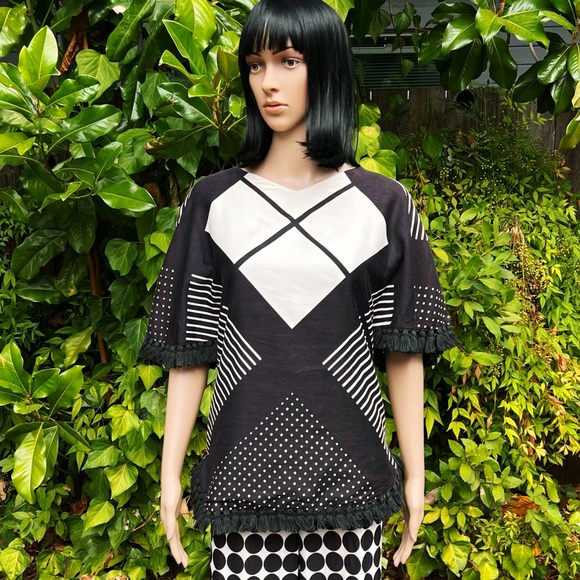 1960s Loubella Mixed Print Tassle Top - Picture 6 of 6